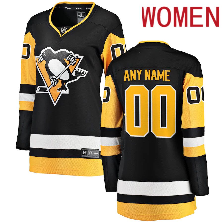 Women Pittsburgh Penguins Fanatics Branded Black Home Breakaway Custom NHL Jersey